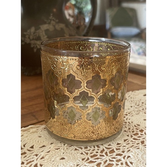 5 Culver Valencia Lowball Glasses MCM Gold Gilded Barware Rocks Clean! - Picture 2 of 4